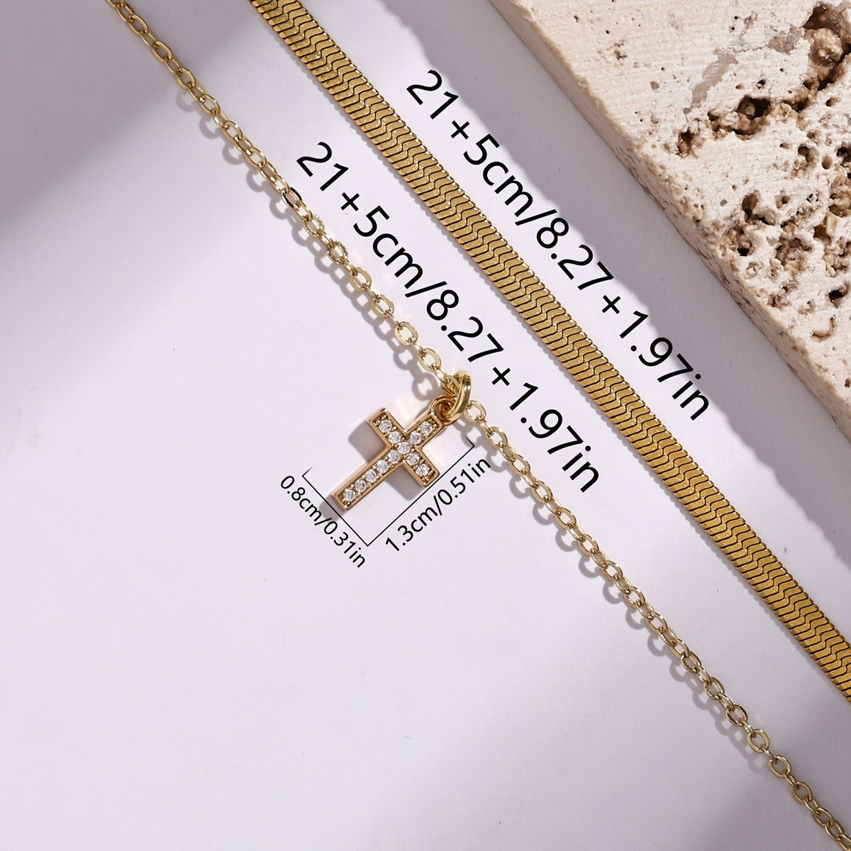 18k Dainty Cross Cuff Anklet Set