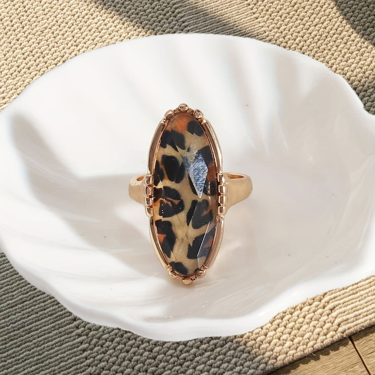 Classy Leopard Print Statement Ring