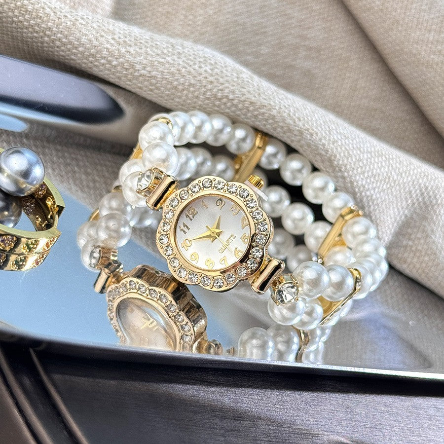 Elegant Vintage Pearl Zircon Watch