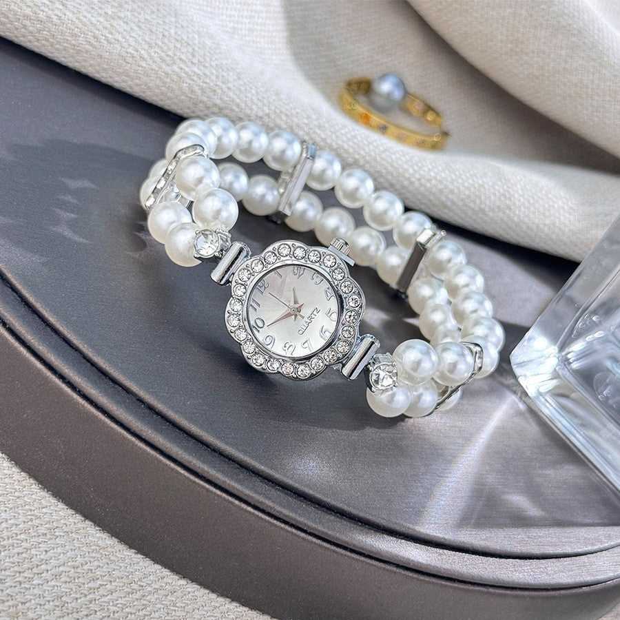 Elegant Vintage Pearl Zircon Watch