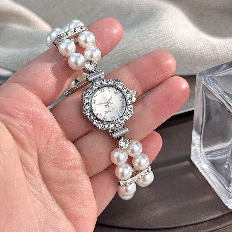 Elegant Vintage Pearl Zircon Watch