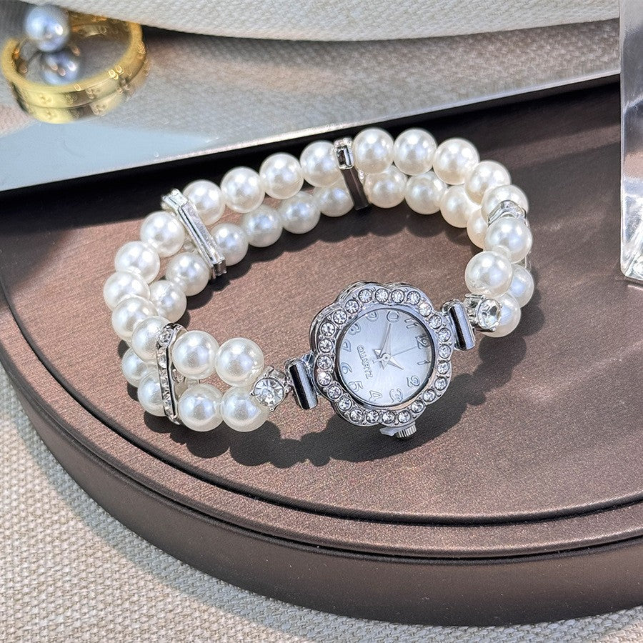 Elegant Vintage Pearl Zircon Watch
