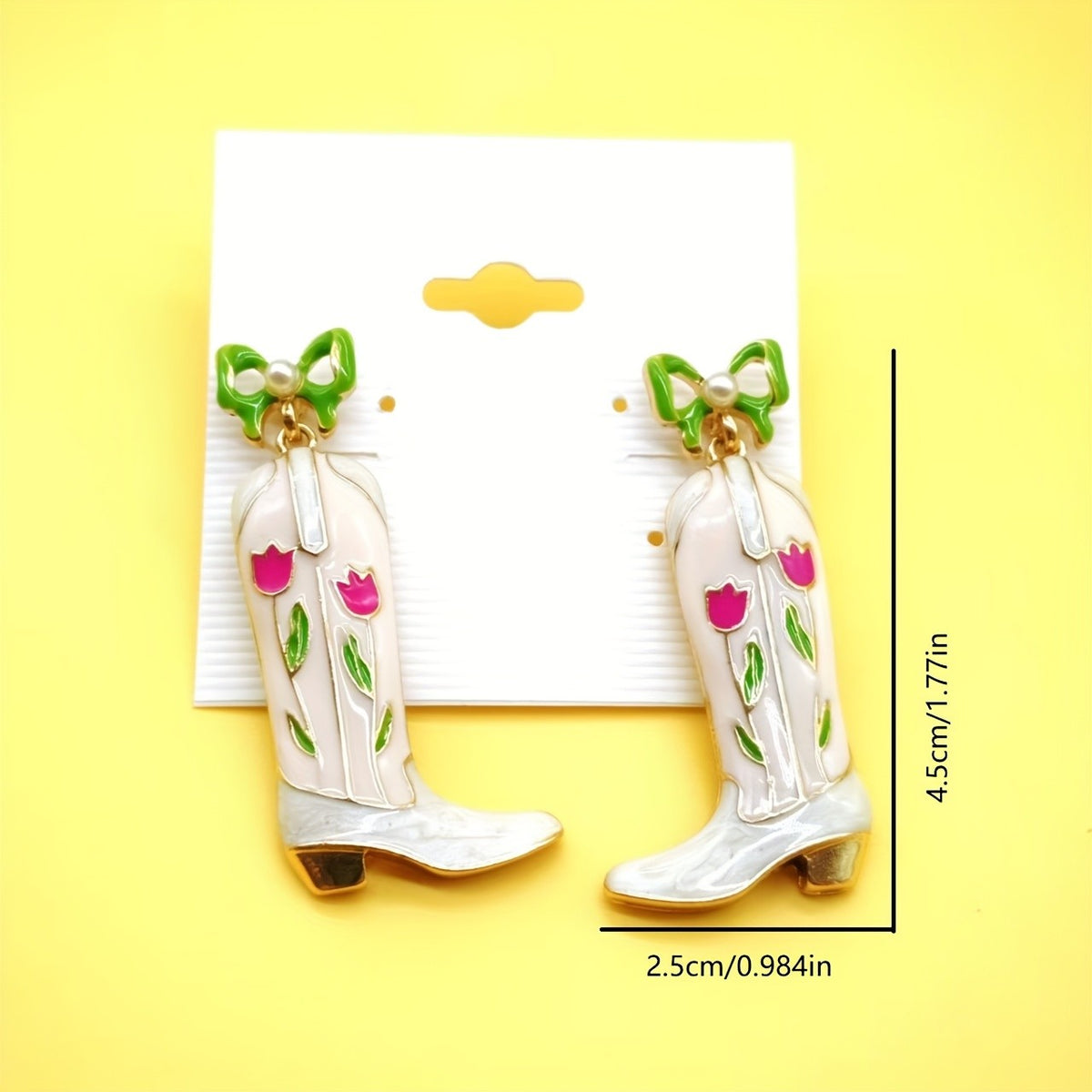 18k Dainty Floral Cowboy Boot Earrings