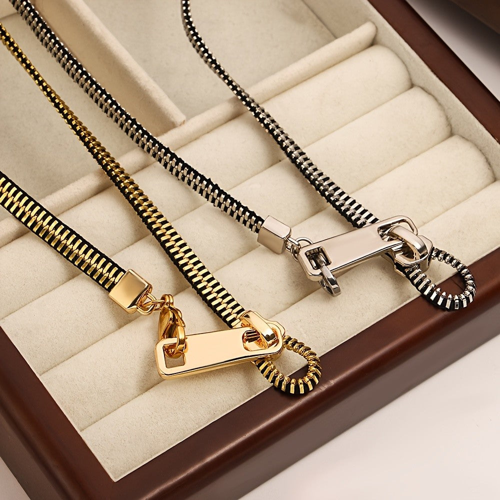 14k Funky Zipper Pull Necklace