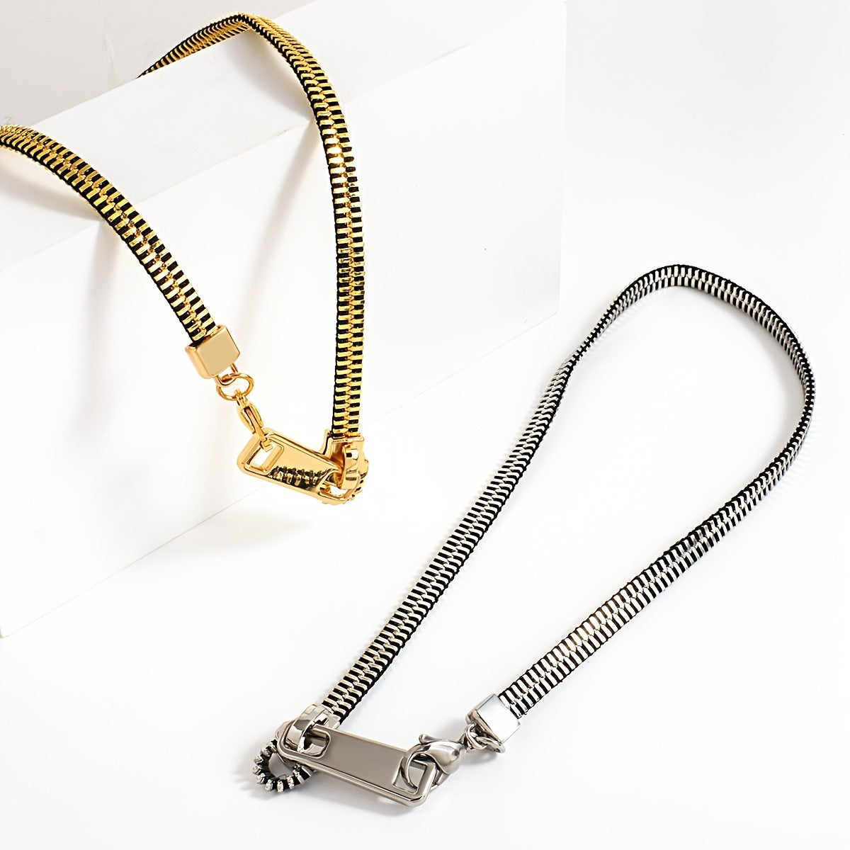 14k Funky Zipper Pull Necklace