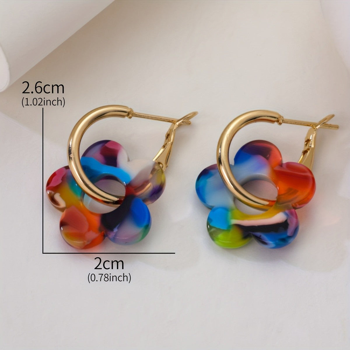 Colorful Acrylic Flower Hoop Earrings