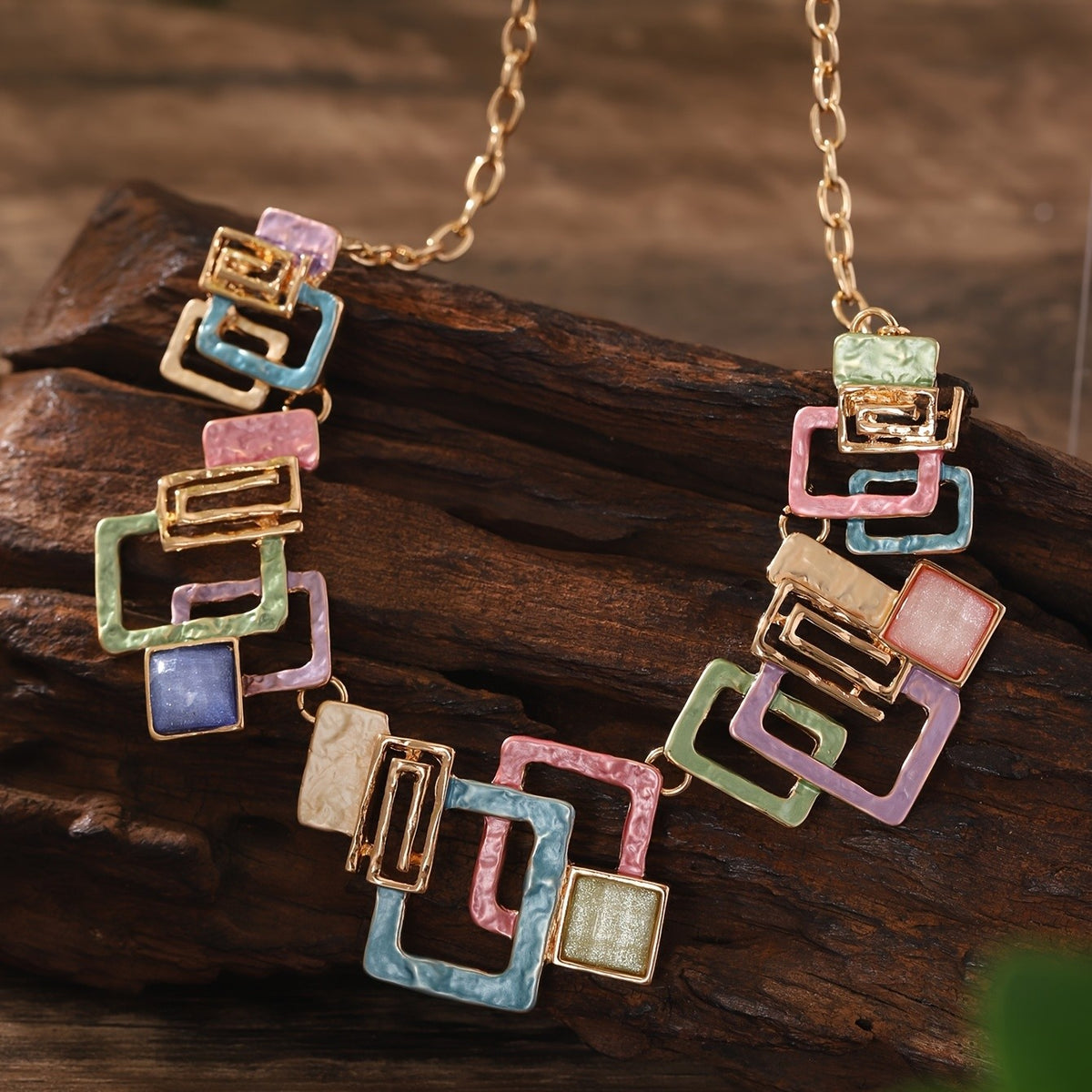 Boho Colorful Geometric Necklace Set