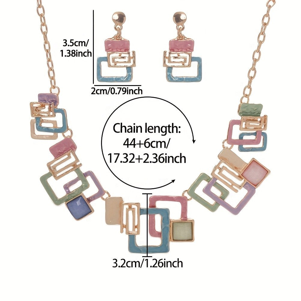 Boho Colorful Geometric Necklace Set