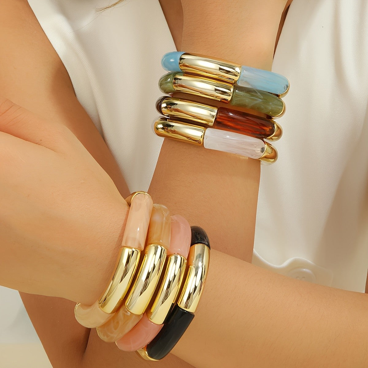 8pc Boho Acrylic Bracelet Set