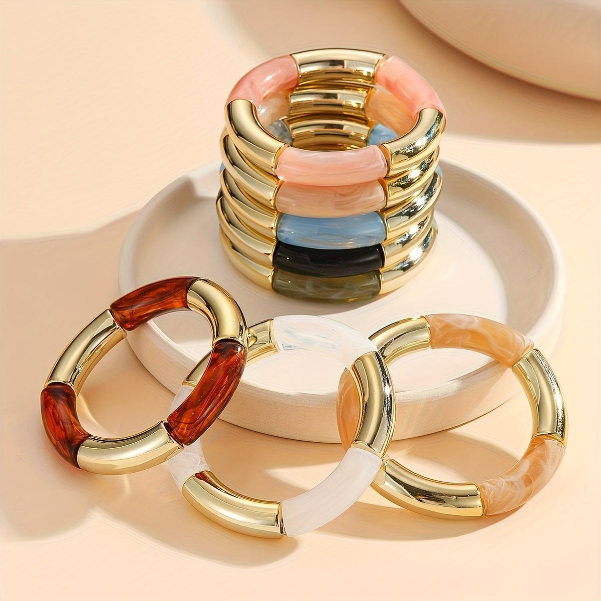 8pc Boho Acrylic Bracelet Set