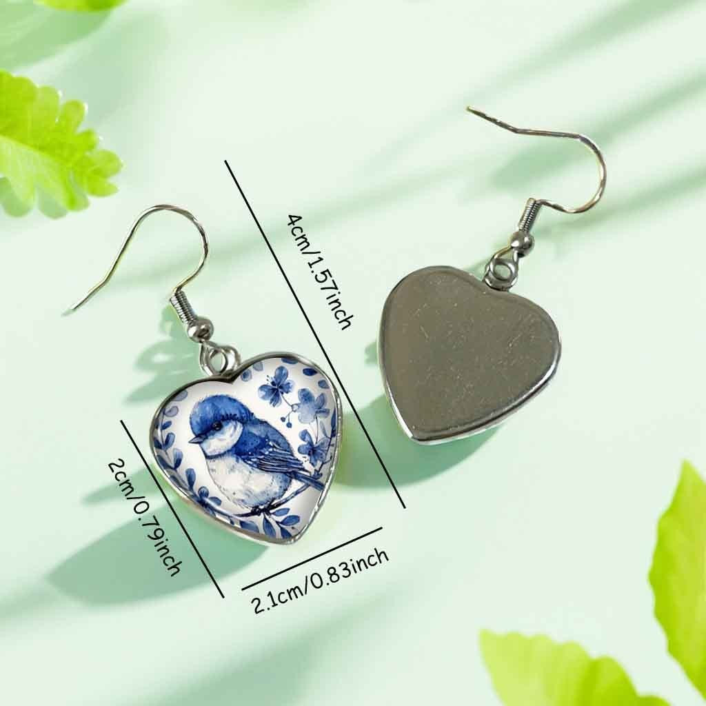 Elegant Bluebird Heart Earrings