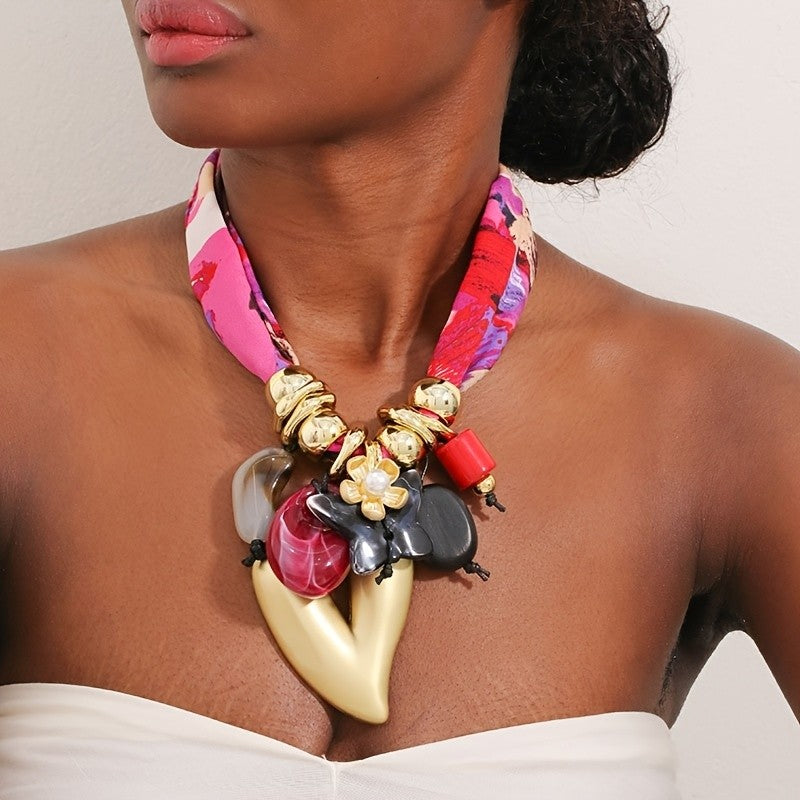Boho Leopard Print Heart Necklace