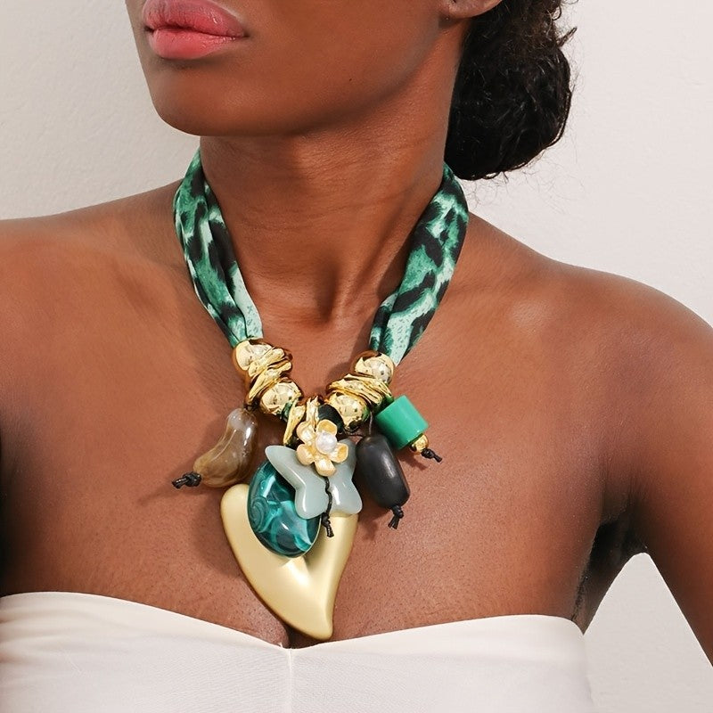 Boho Leopard Print Heart Necklace