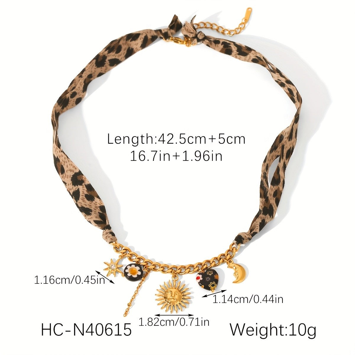 18k Boho Sun Leopard Print Necklace Set