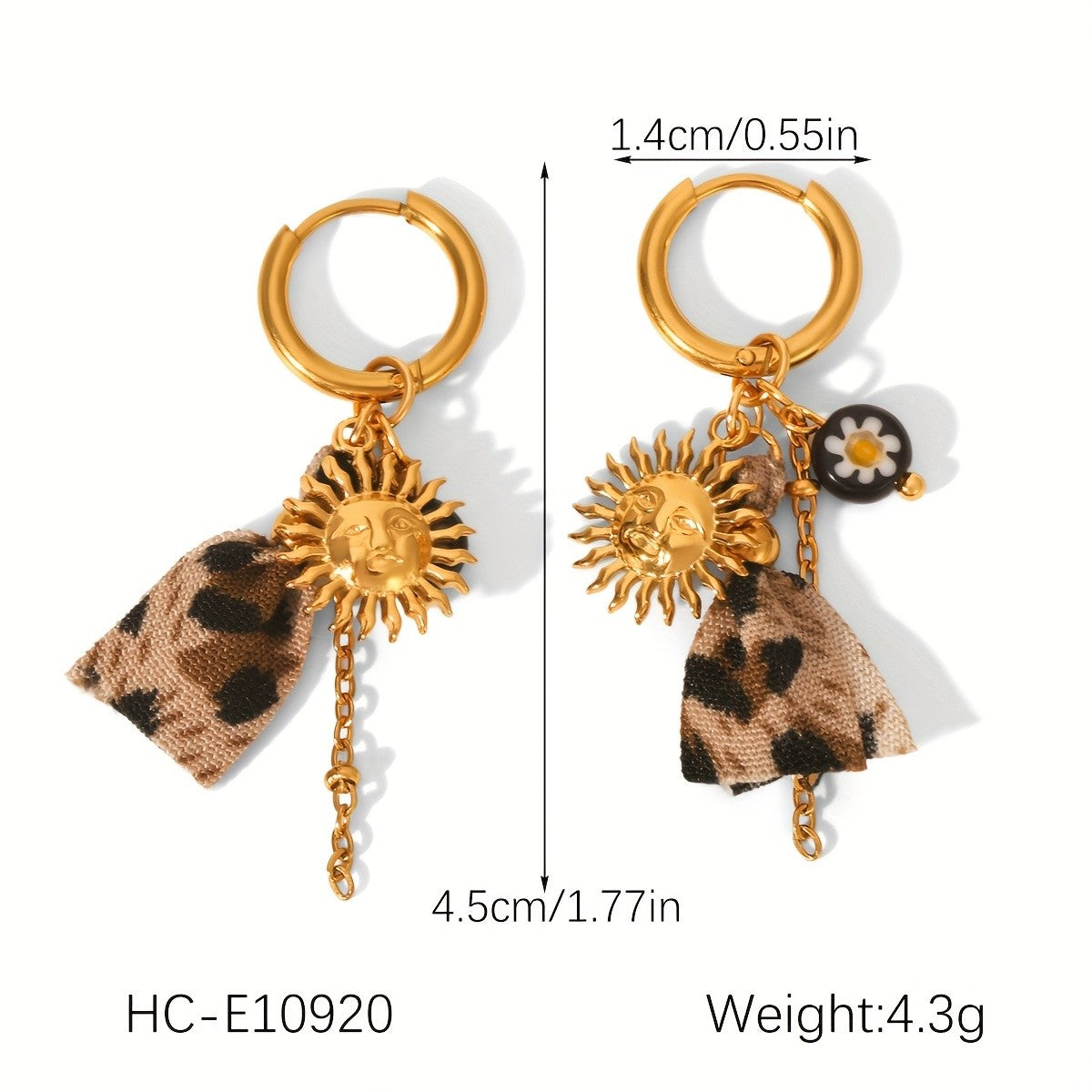 18k Boho Sun Leopard Print Necklace Set