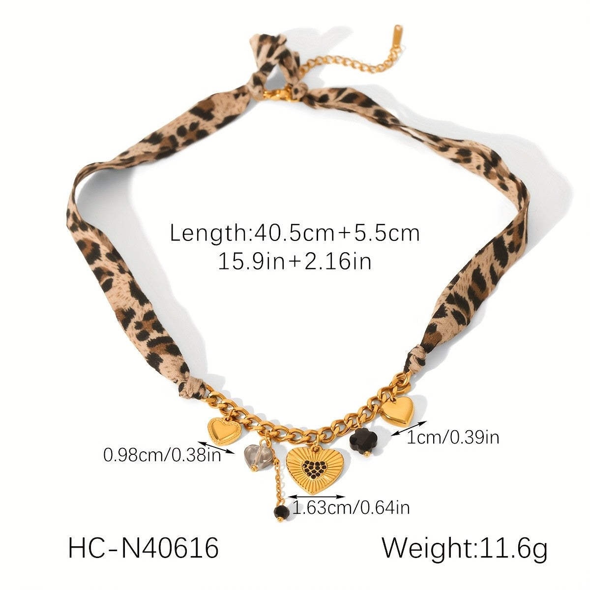 18k Boho Leopard Print Heart Jewelry Set
