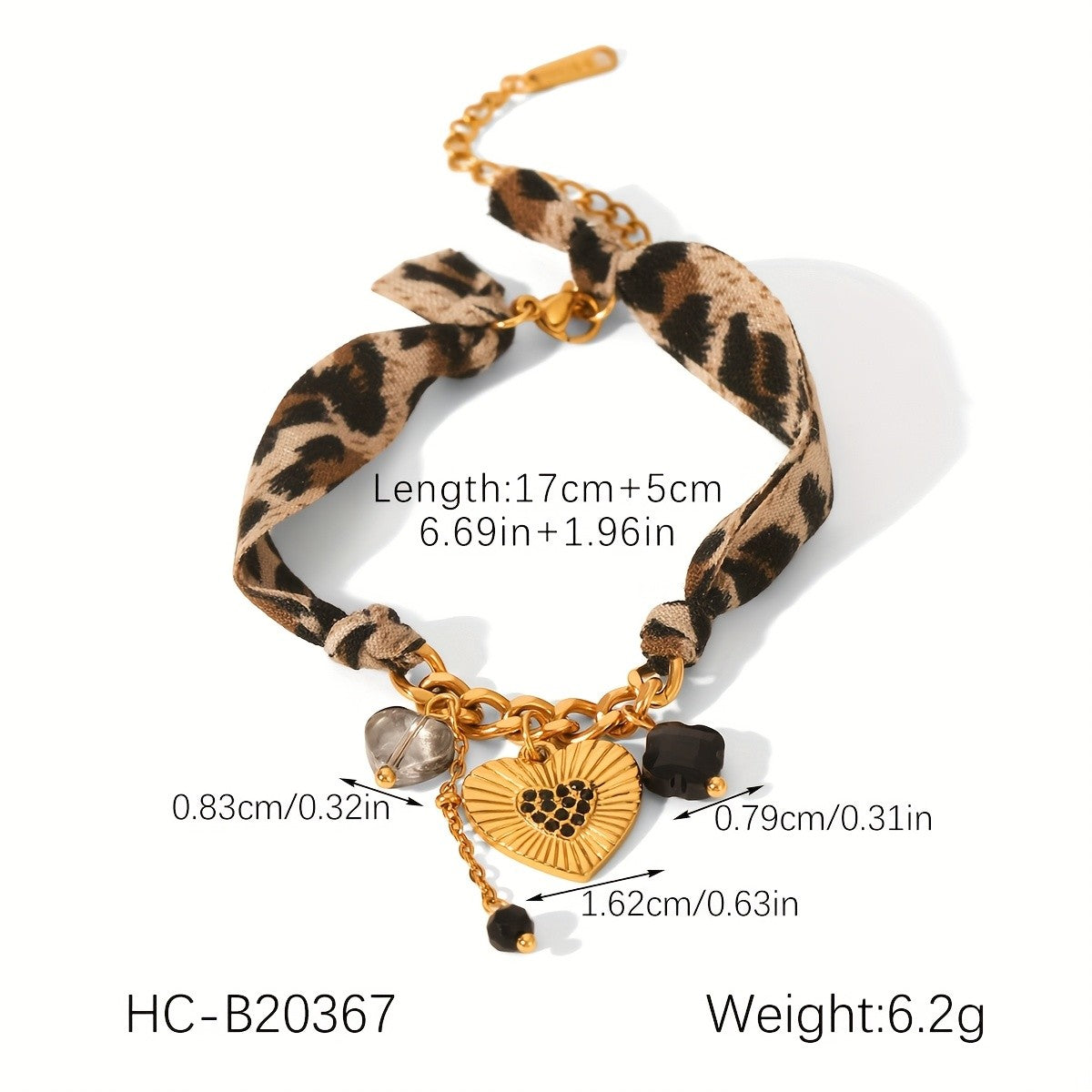 18k Boho Leopard Print Heart Jewelry Set