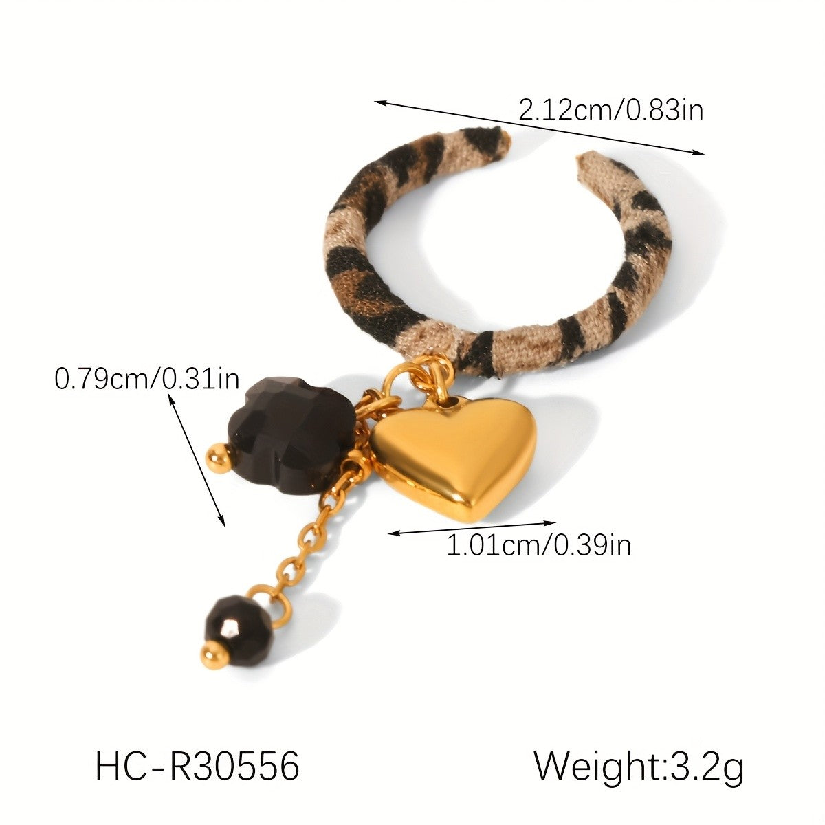 18k Boho Leopard Print Heart Jewelry Set