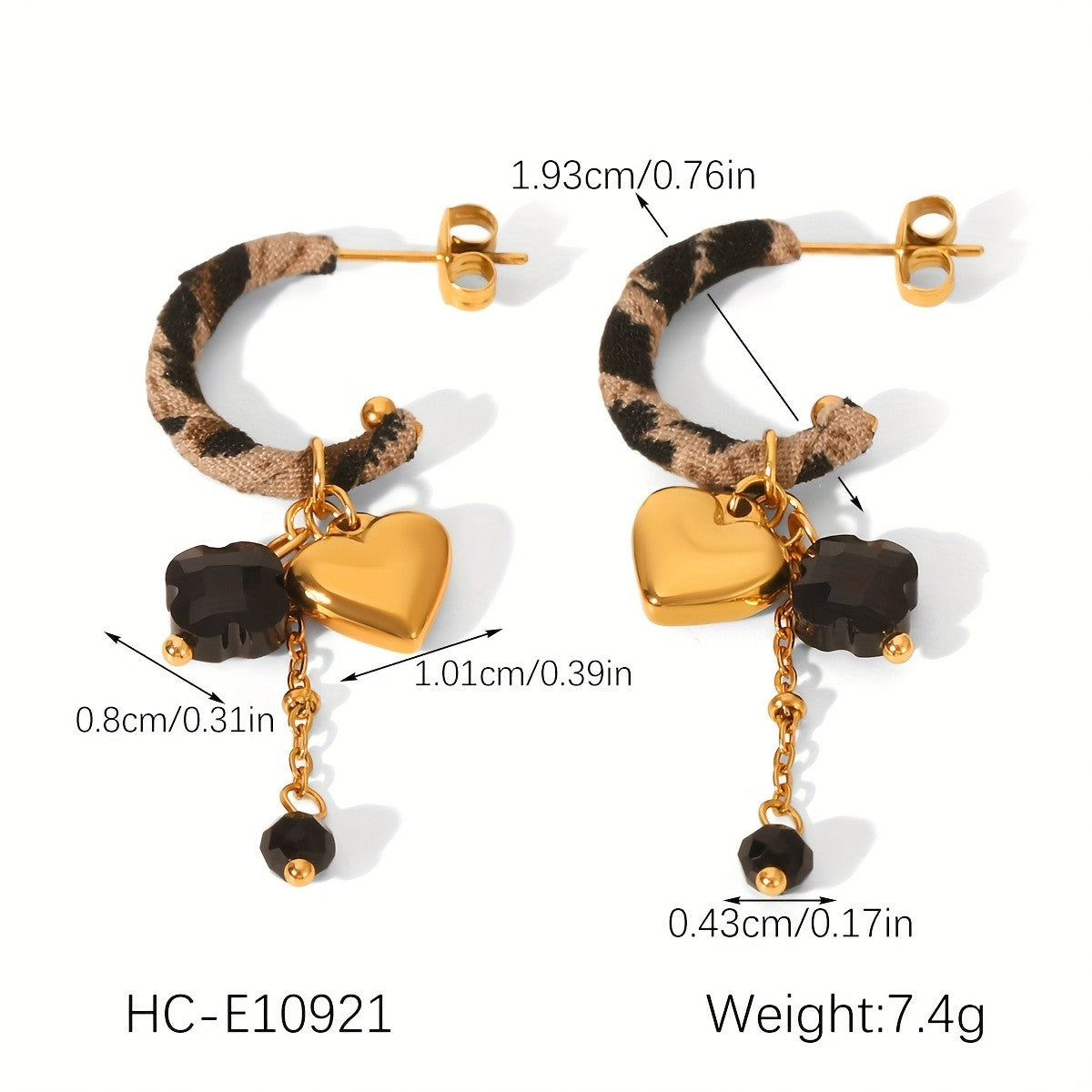 18k Boho Leopard Print Heart Jewelry Set