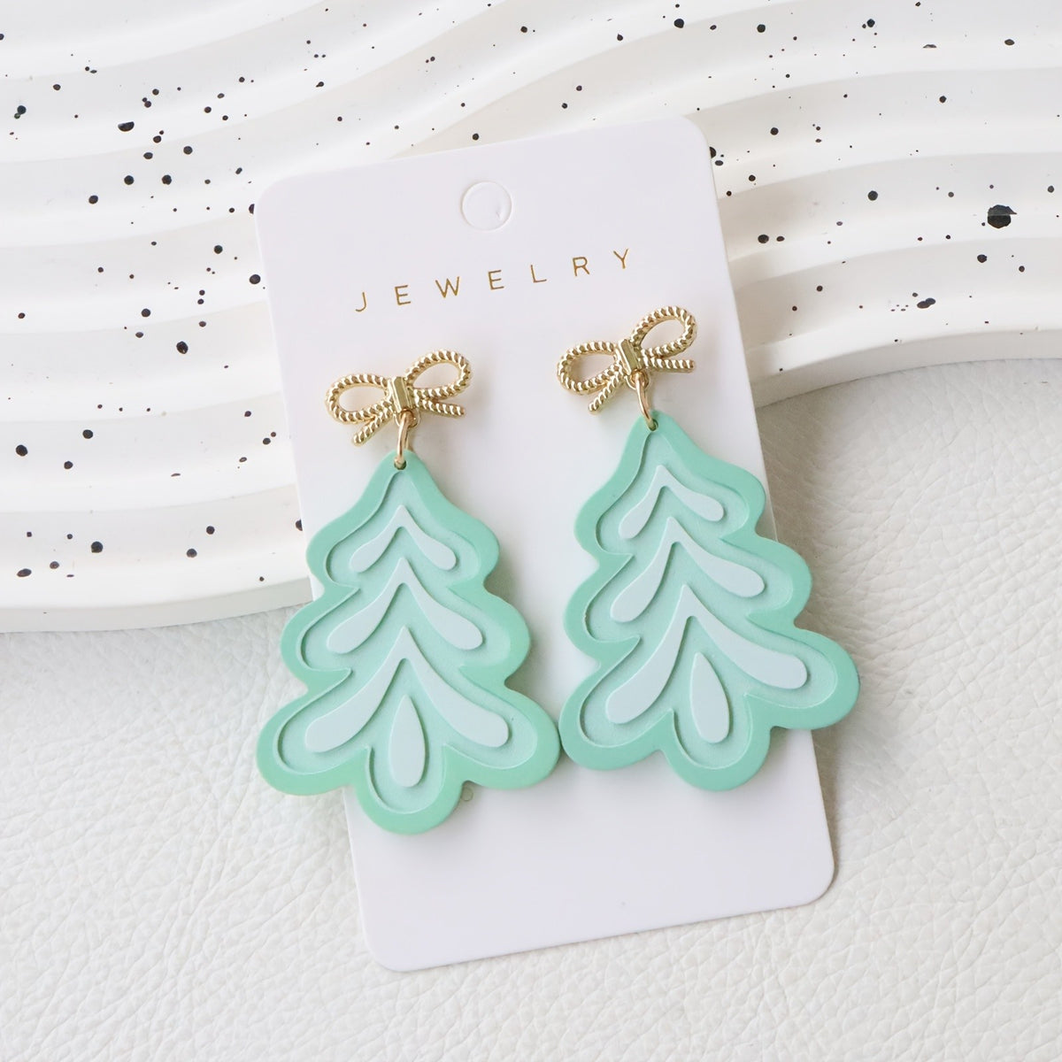 Cute Mint Christmas Tree Earrings