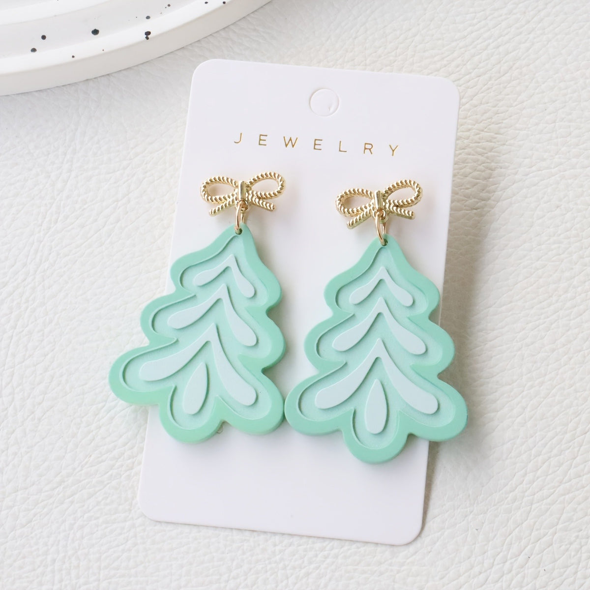 Cute Mint Christmas Tree Earrings