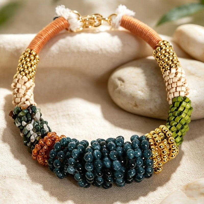 Boho Multi-Color Beaded Statement Necklace