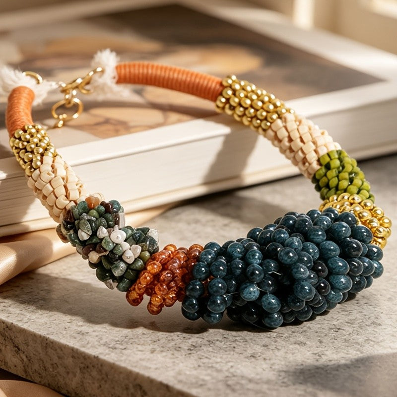 Boho Multi-Color Beaded Statement Necklace