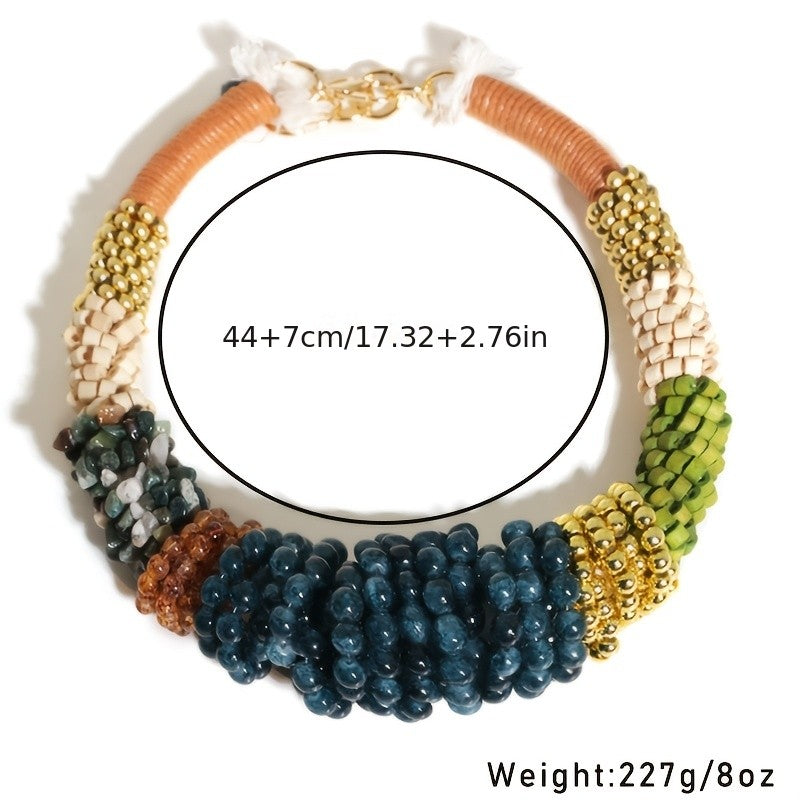 Boho Multi-Color Beaded Statement Necklace