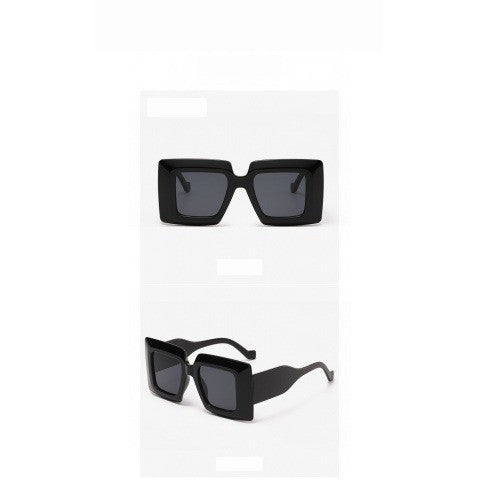 Trendy Blue Striped Square Sunglasses