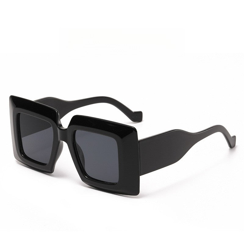 Trendy Blue Striped Square Sunglasses