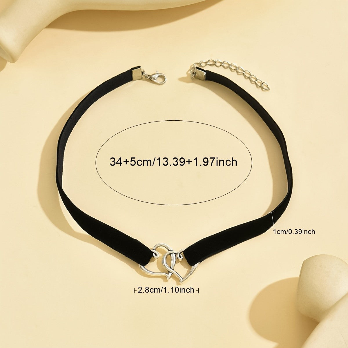 Romantic Double Heart Choker Necklace