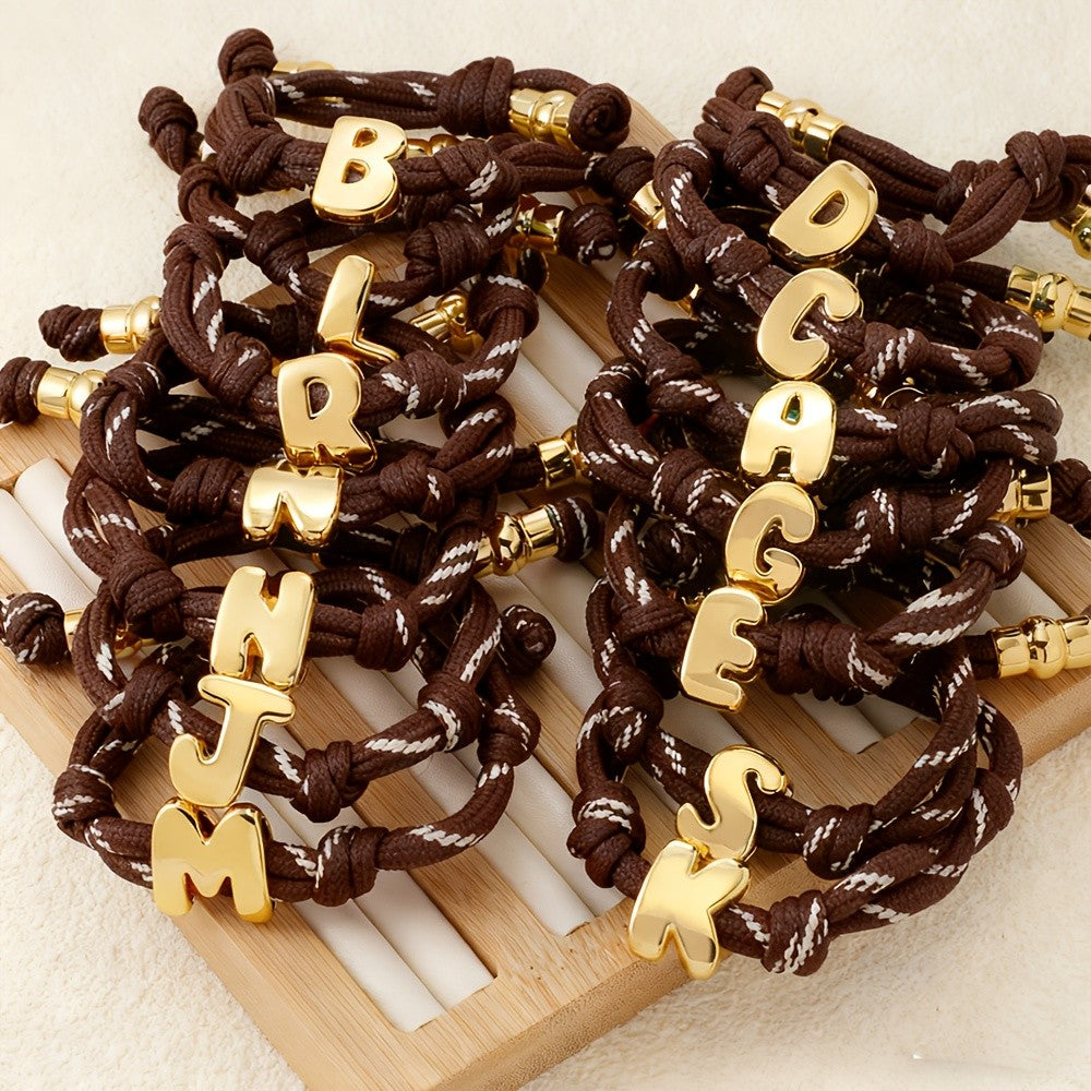Adjustable Woven Letter Initial Bracelet