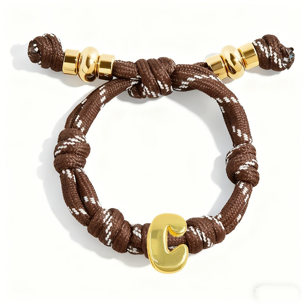 Adjustable Woven Letter Initial Bracelet