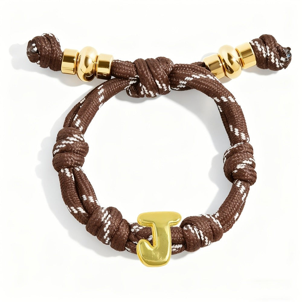 Adjustable Woven Letter Initial Bracelet