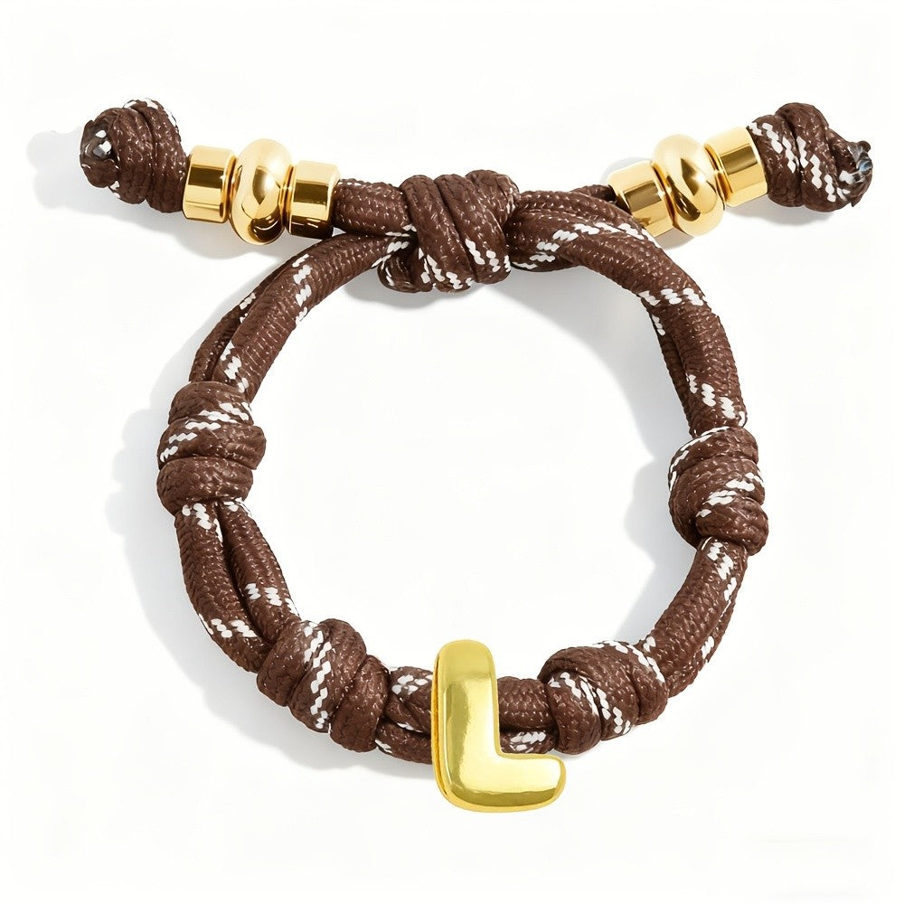 Adjustable Woven Letter Initial Bracelet