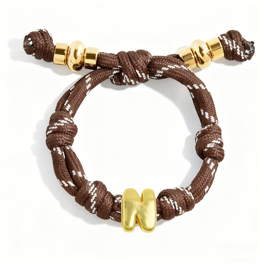 Adjustable Woven Letter Initial Bracelet