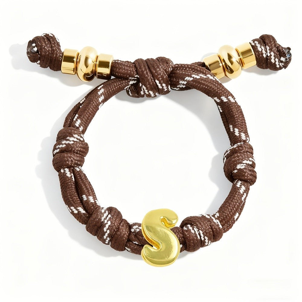 Adjustable Woven Letter Initial Bracelet