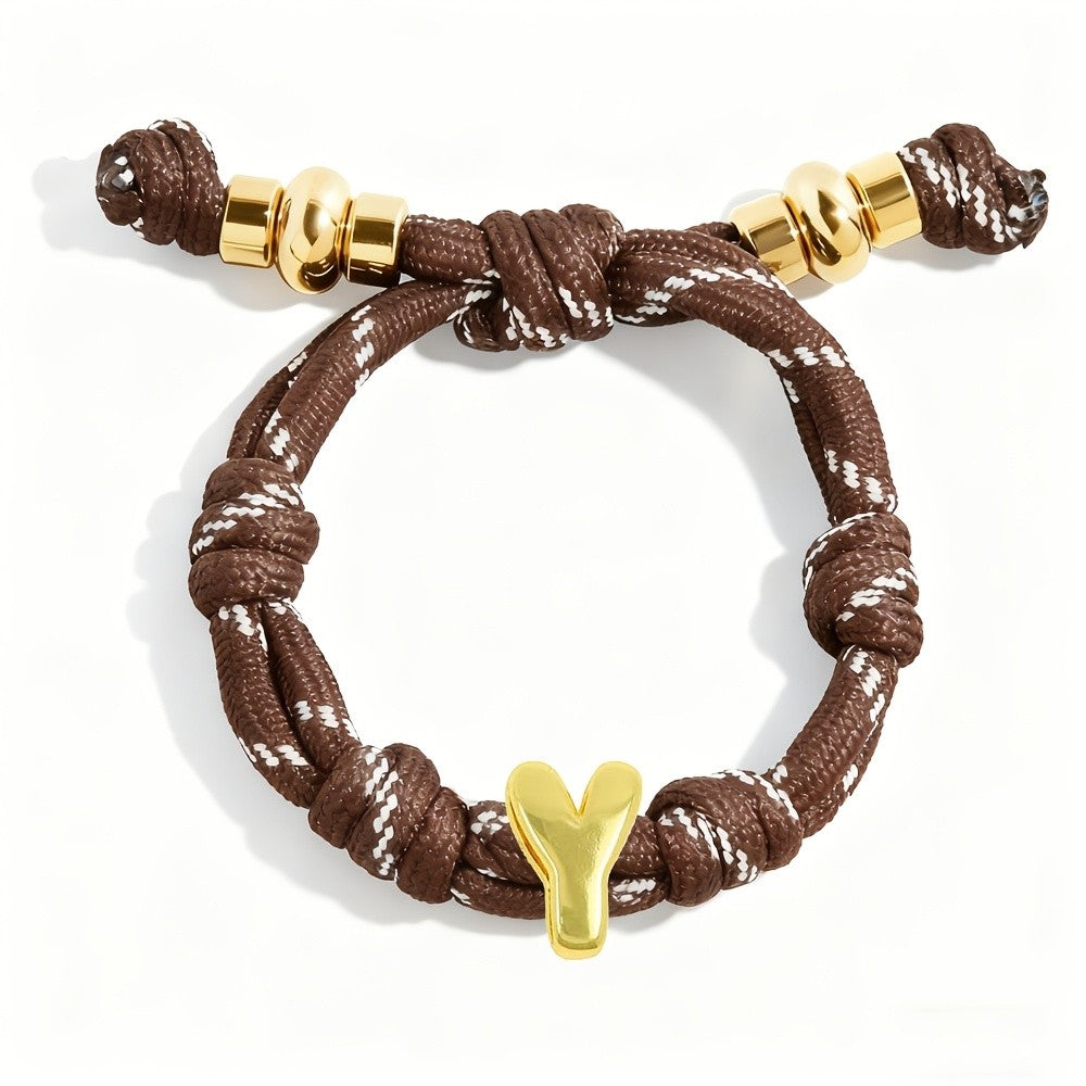 Adjustable Woven Letter Initial Bracelet