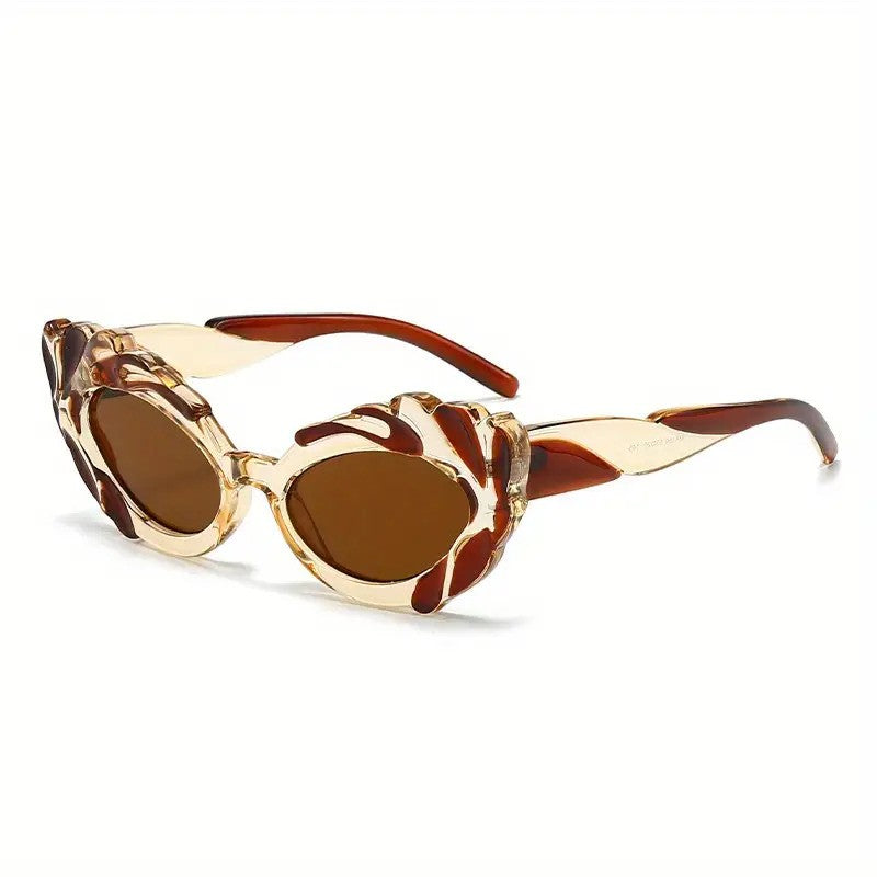 Classy Amber Floral Cat Eye Sunglasses