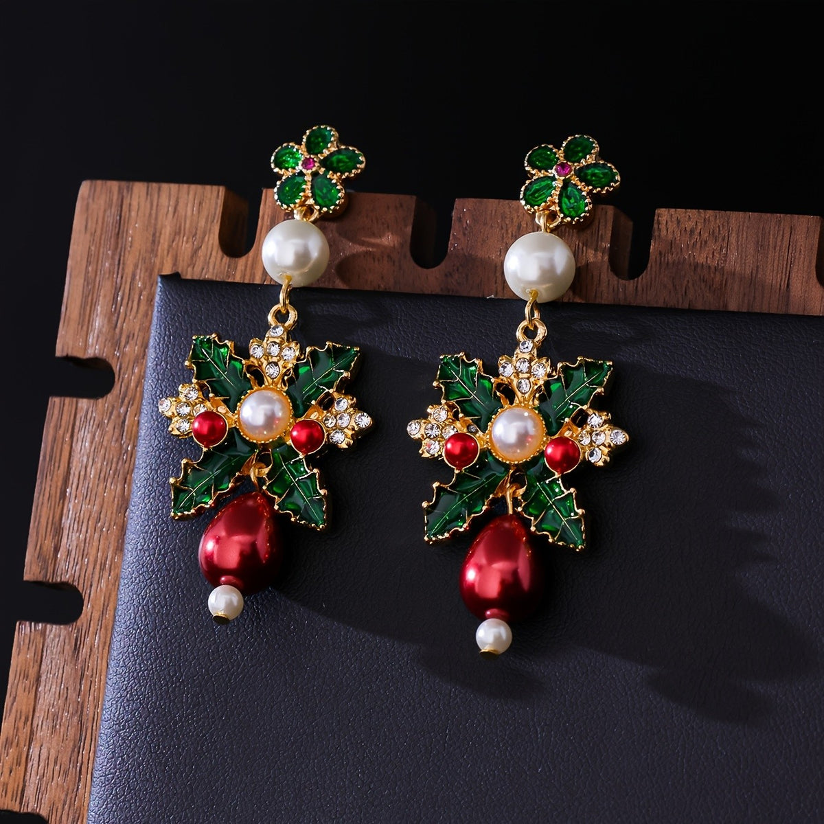 Elegant Candy Cane Pearl Drop Earrings