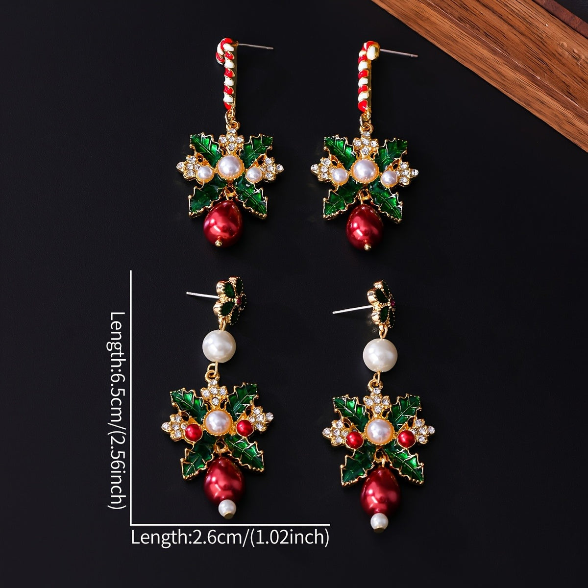 Elegant Candy Cane Pearl Drop Earrings