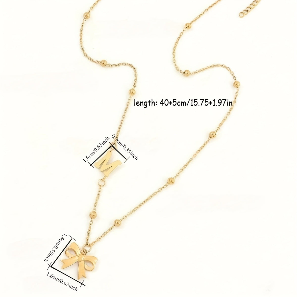Dainty Letter Initial Bow Necklace
