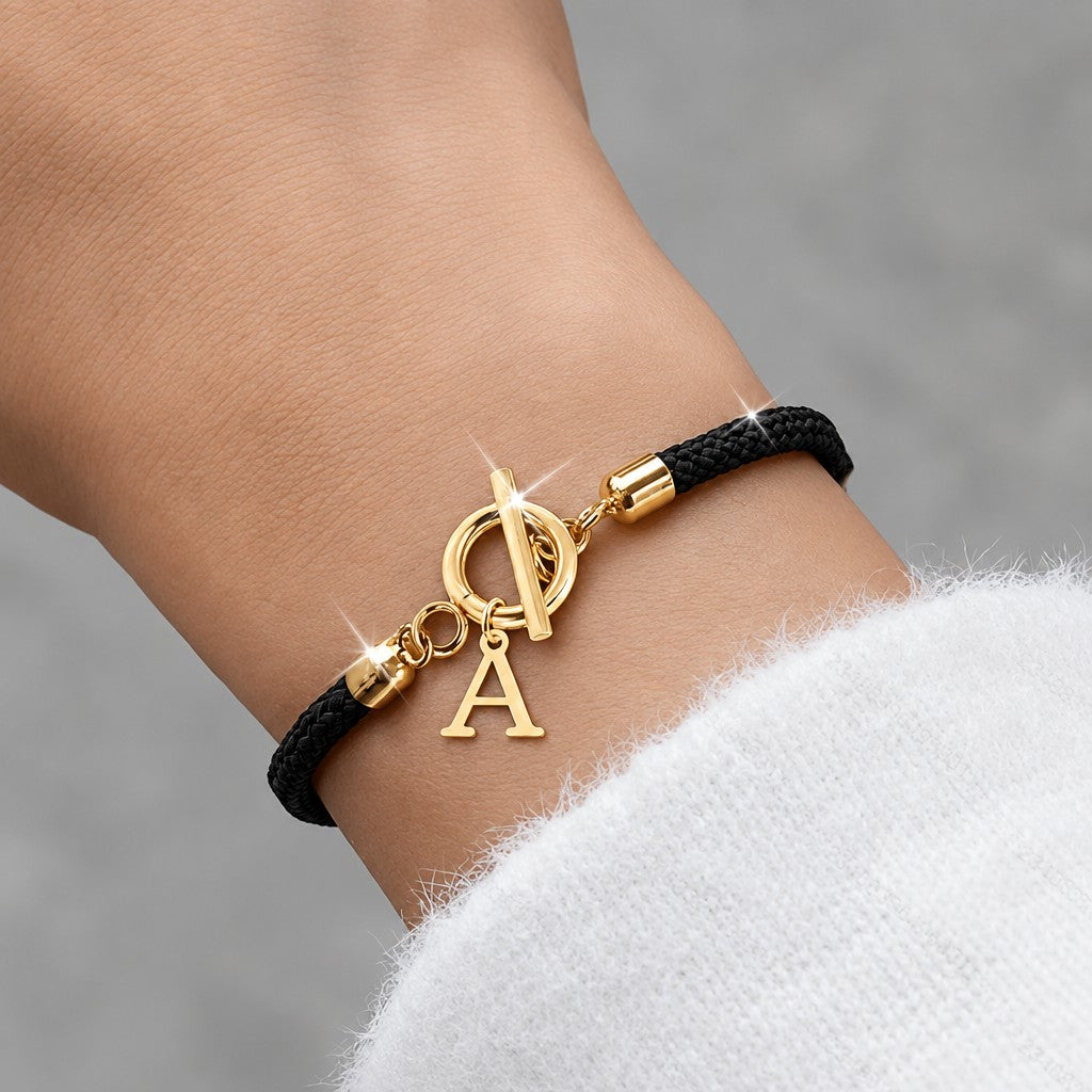 18k Boho Initial Letter Bracelet