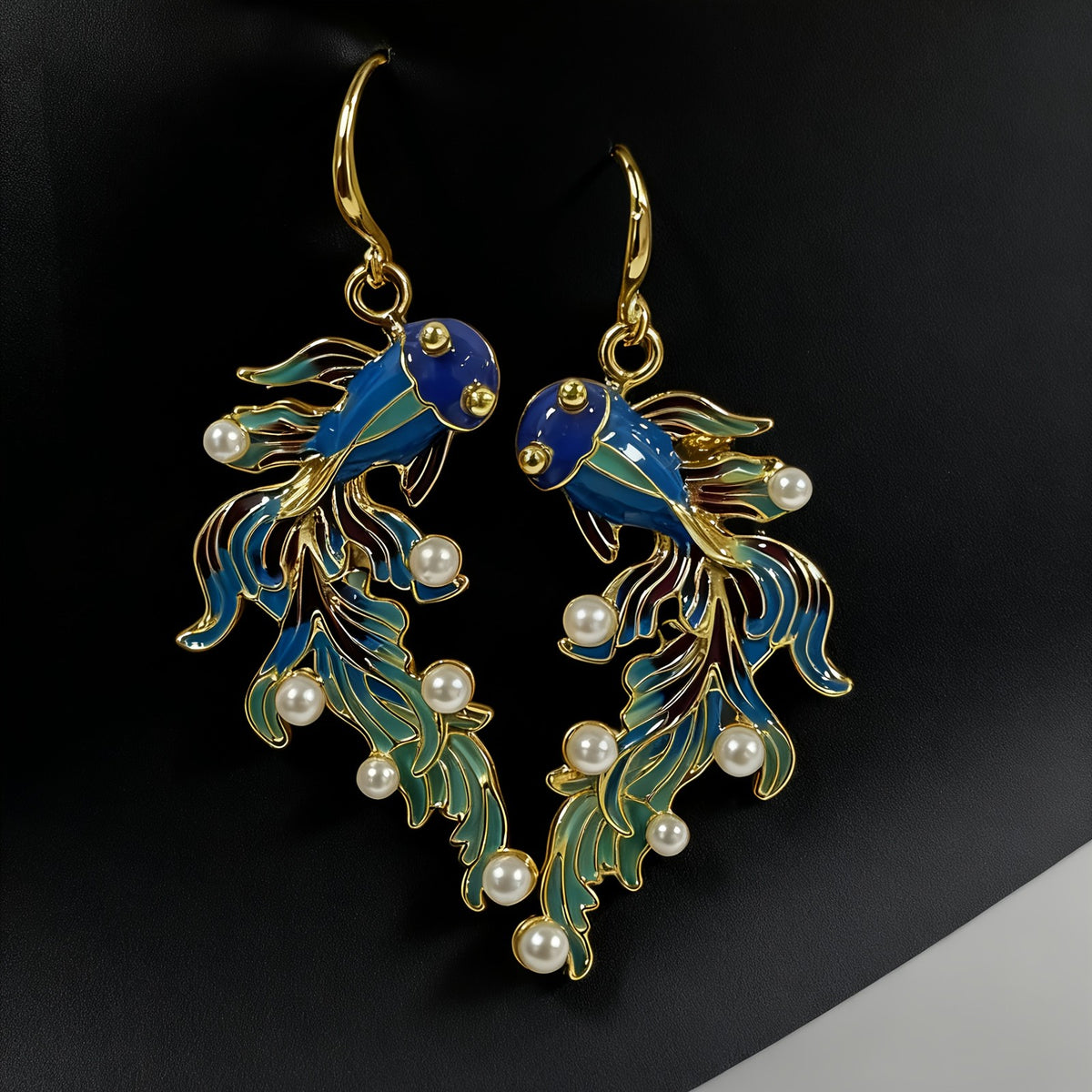 Elegant Enamel Koi Fish Earrings