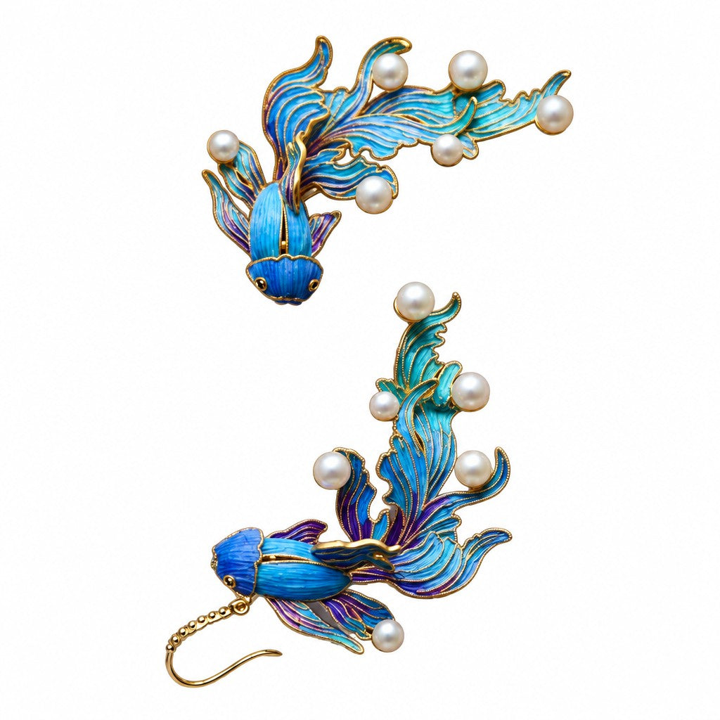 Elegant Enamel Koi Fish Earrings