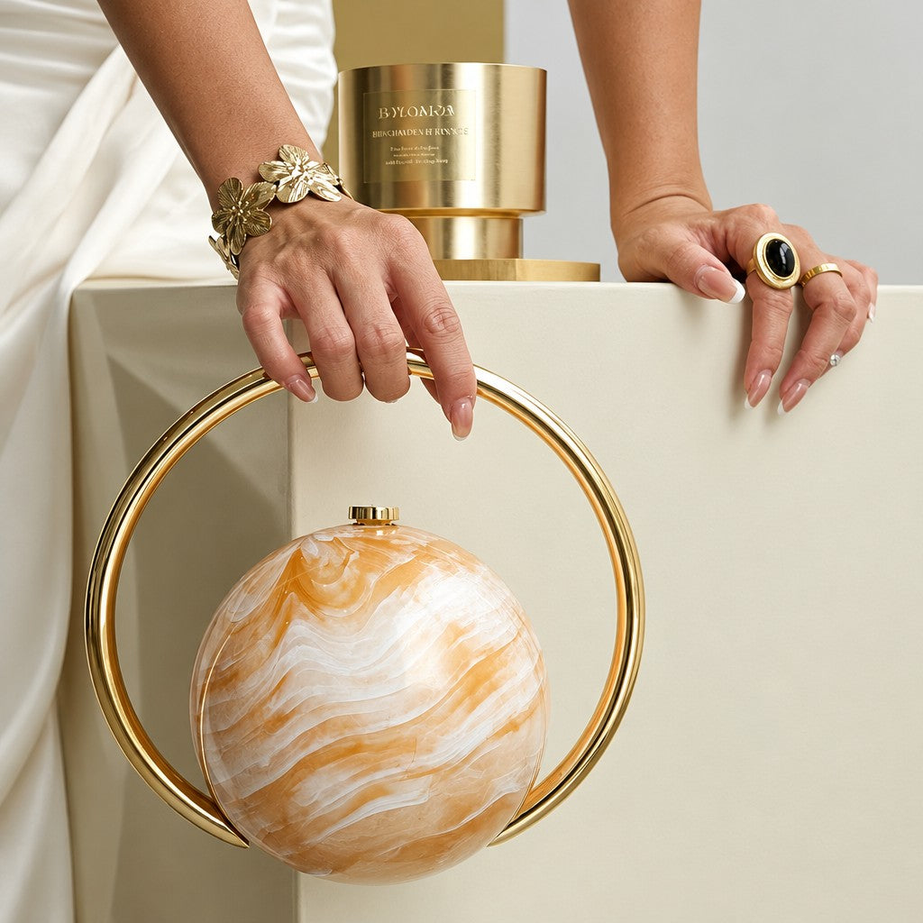 Elegant Tortoise Shell Sphere Clutch