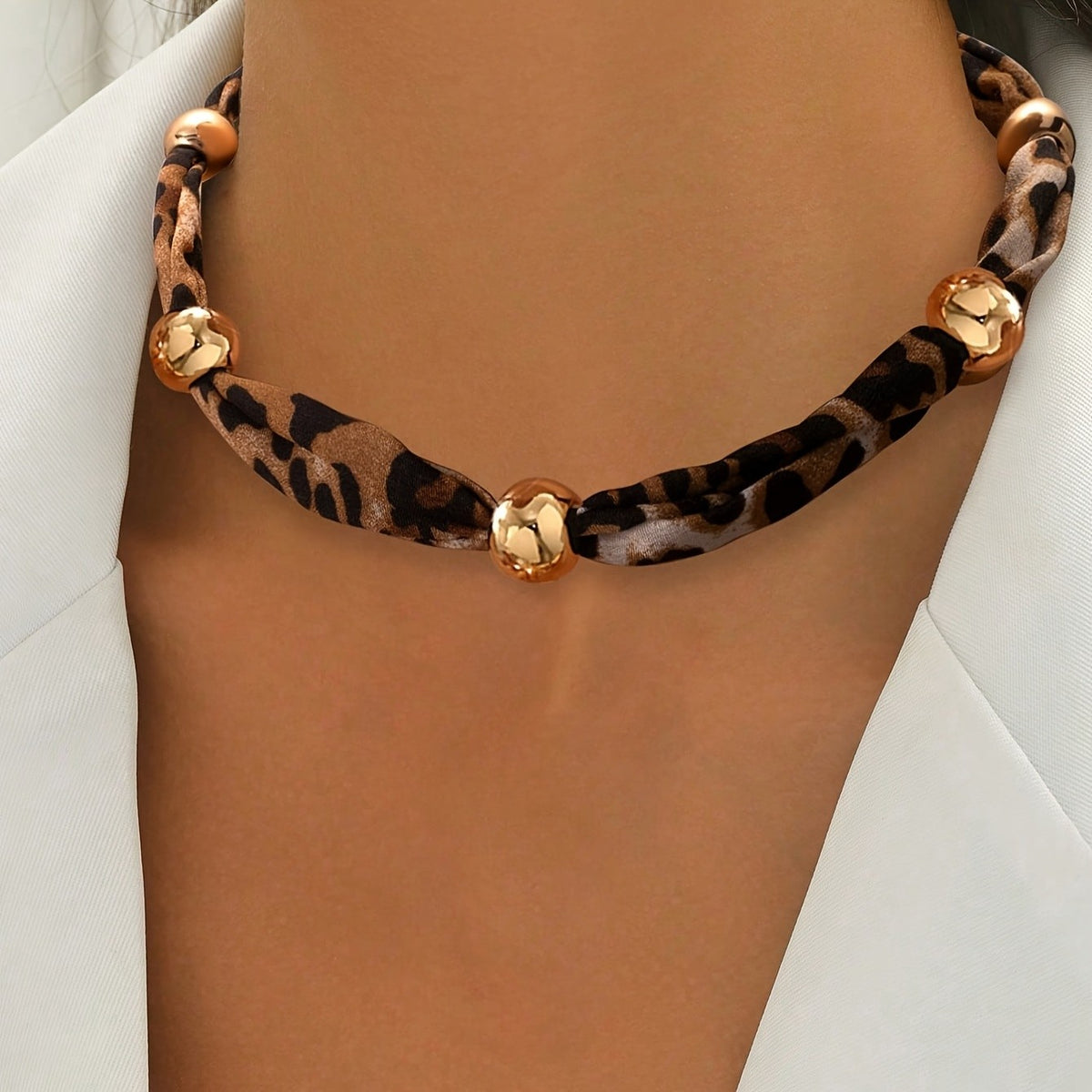 Boho Leopard Print Choker Necklace