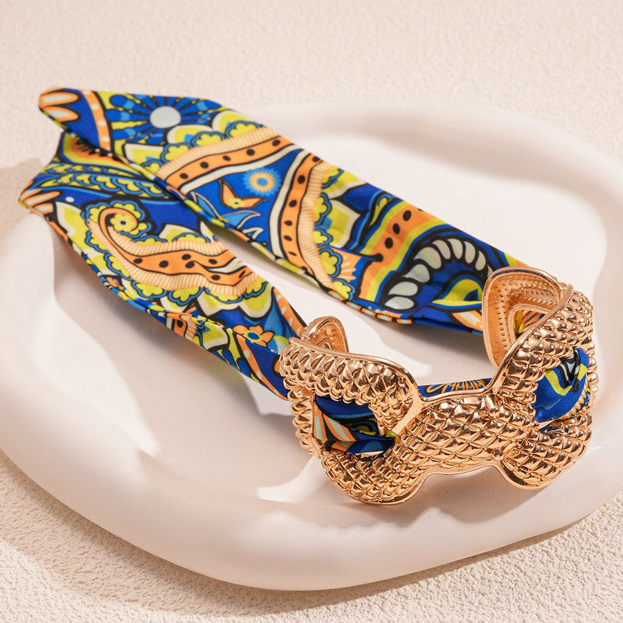 18k Boho Multi-Print Fabric Link Bracelet