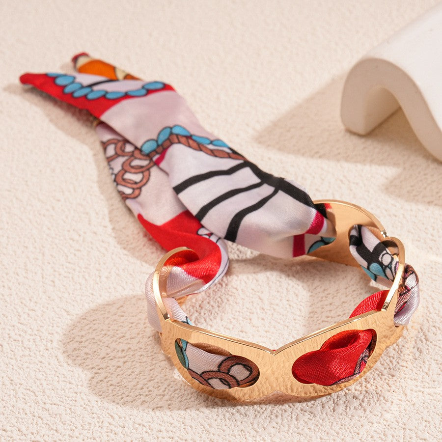 18k Boho Multi-Print Fabric Link Bracelet