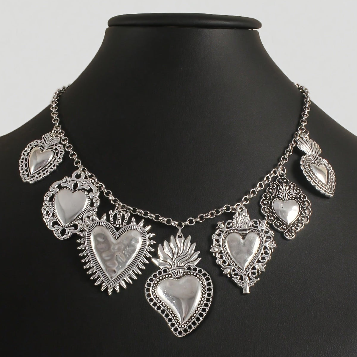 Vintage Inspired Multi Heart Statement Necklace
